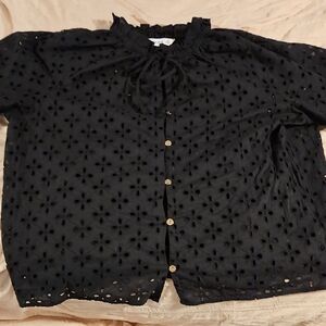 Nine West Black Ruffled Blouse